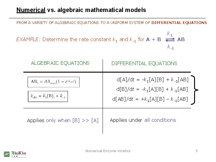 Numerical vs. algebraic mathematical models FROM A VARIETY OF ALGEBRAIC EQUATIONS TO A UNIFORM