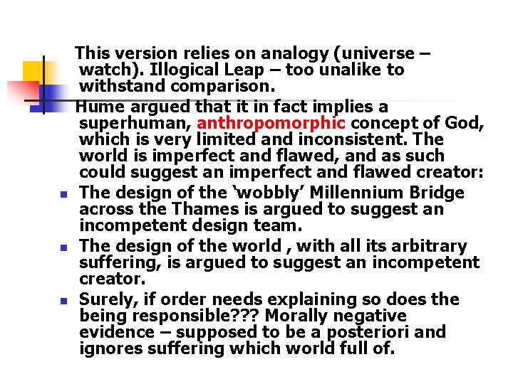 n n n This version relies on analogy (universe – watch). Illogical Leap – n n n This version relies on analogy (universe – watch). Illogical Leap –