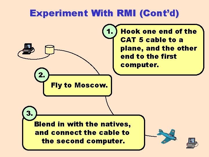 Experiment With RMI (Cont’d) 1. Hook one end of the CAT 5 cable to