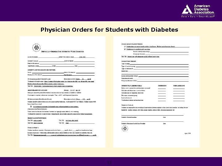 Physician Orders for Students with Diabetes 13 