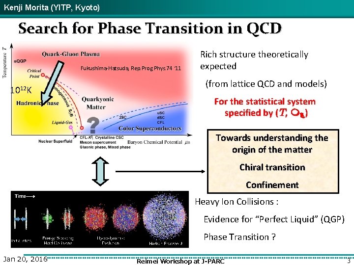 Kenji Morita (YITP, Kyoto) Search for Phase Transition in QCD Fukushima-Hatsuda, Rep. Prog. Phys.