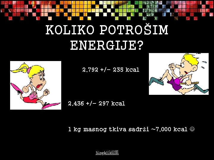 KOLIKO POTROŠIM ENERGIJE? 2, 792 +/- 235 kcal 2, 436 +/- 297 kcal 1