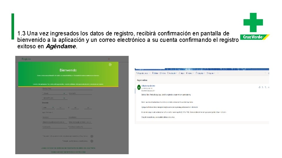 1. 3 Una vez ingresados los datos de registro, recibirá confirmación en pantalla de 1. 3 Una vez ingresados los datos de registro, recibirá confirmación en pantalla de