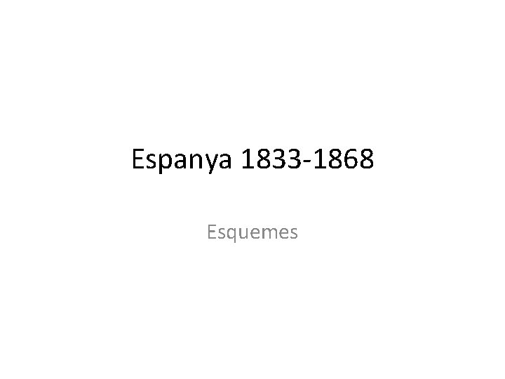 Espanya 1833 -1868 Esquemes 