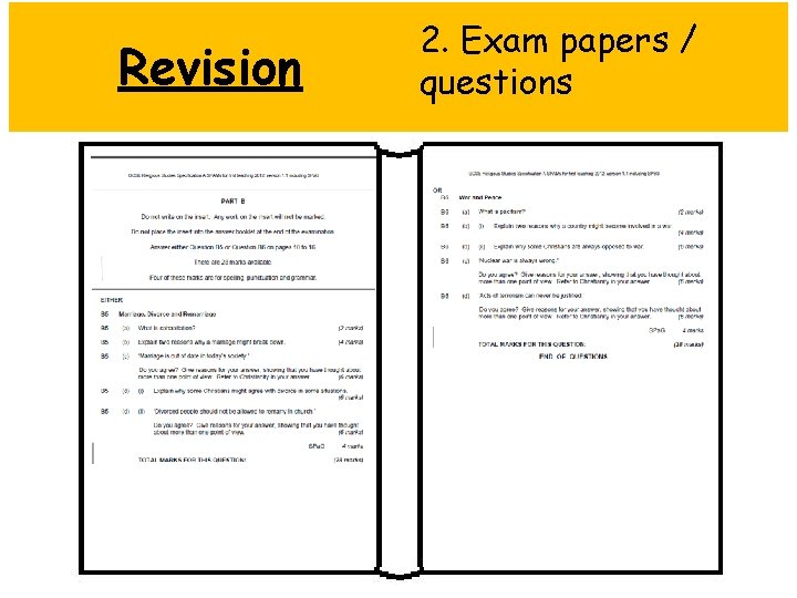 Revision 2. Exam papers / questions 