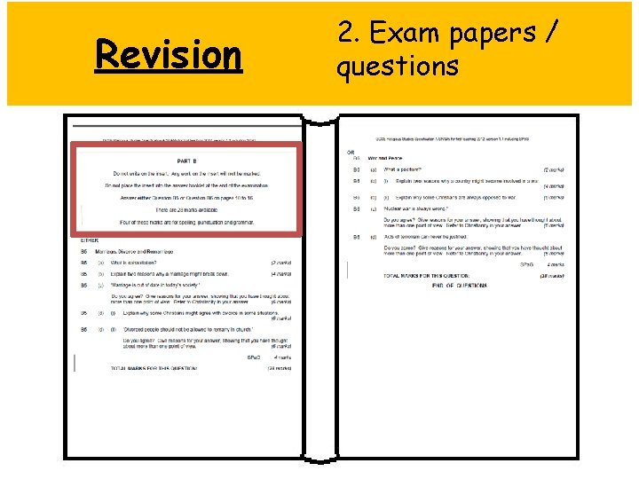 Revision 2. Exam papers / questions 