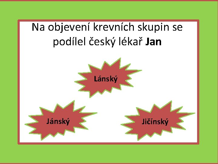 Na objevení krevních skupin se podílel český lékař Jan Lánský Jičínský Na objevení krevních skupin se podílel český lékař Jan Lánský Jičínský