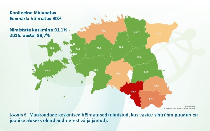 Koolieelne läbivaatus Eesmärk: hõlmatus 90% Nimistute keskmine 91, 1% 2016. aastal 89, 7% Joonis