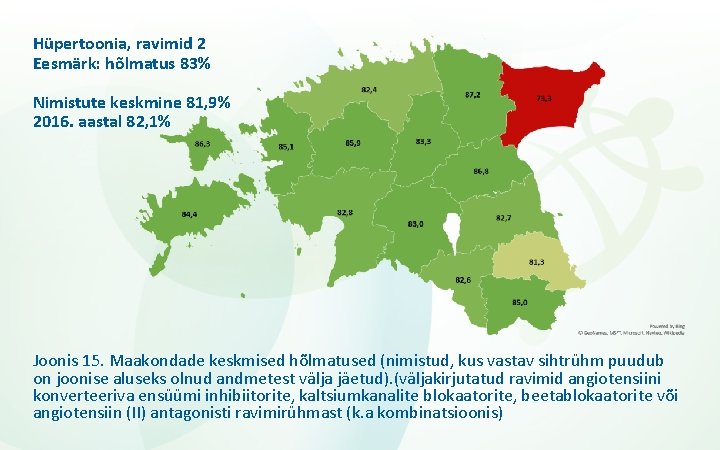 Hüpertoonia, ravimid 2 Eesmärk: hõlmatus 83% Nimistute keskmine 81, 9% 2016. aastal 82, 1%