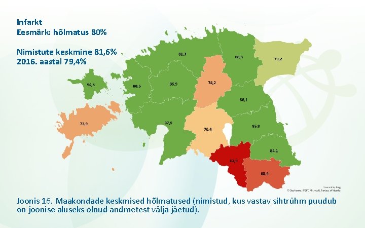 Infarkt Eesmärk: hõlmatus 80% Nimistute keskmine 81, 6% 2016. aastal 79, 4% Joonis 16.