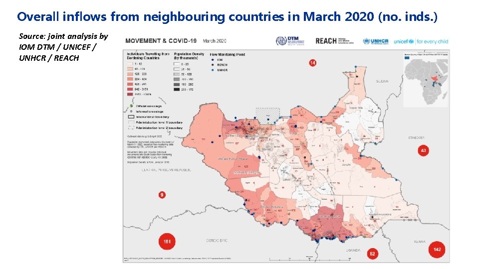 Overall inflows from neighbouring countries in March 2020 (no. inds. ) Source: joint analysis