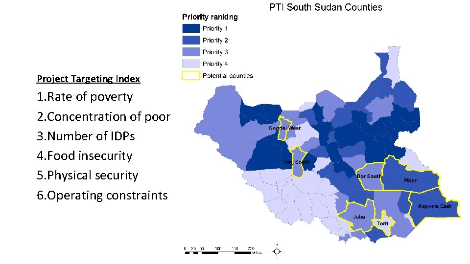 Project Targeting Index 1. Rate of poverty 2. Concentration of poor 3. Number of