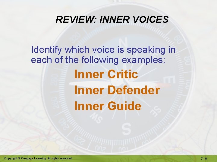 REVIEW: INNER VOICES Identify which voice is speaking in each of the following examples: