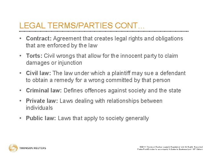 LEGAL TERMS/PARTIES CONT… • Contract: Agreement that creates legal rights and obligations that are