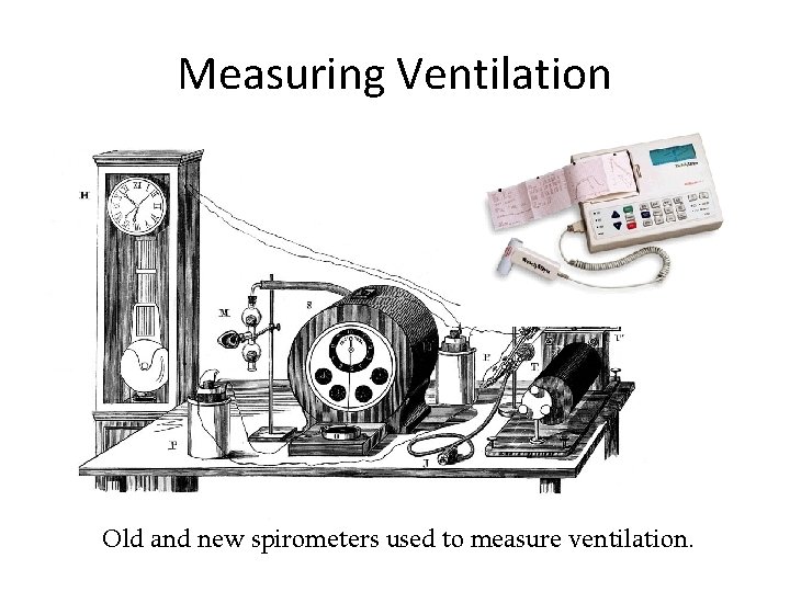 Measuring Ventilation Old and new spirometers used to measure ventilation. 