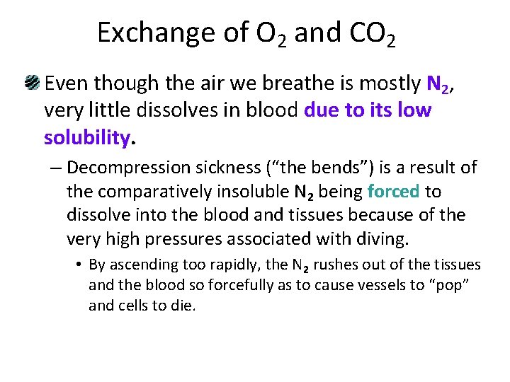Exchange of O 2 and CO 2 Even though the air we breathe is