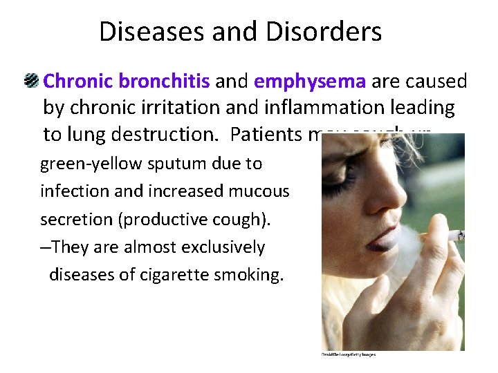 Diseases and Disorders Chronic bronchitis and emphysema are caused by chronic irritation and inflammation