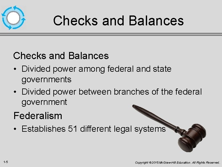 Checks and Balances • Divided power among federal and state governments • Divided power