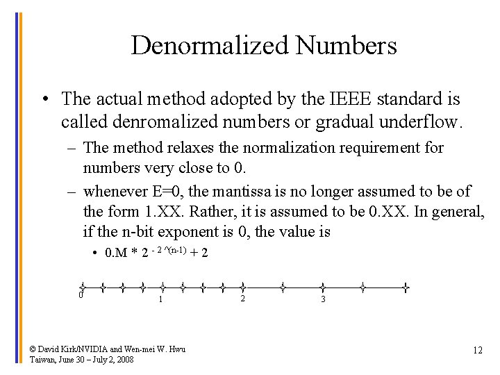 Denormalized Numbers • The actual method adopted by the IEEE standard is called denromalized