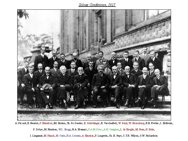 Solvay Conference, 1927 A. Piccard, E. Henriot, P. Ehrenfest, Ed. Herzen, Th. De Donder, Solvay Conference, 1927 A. Piccard, E. Henriot, P. Ehrenfest, Ed. Herzen, Th. De Donder,