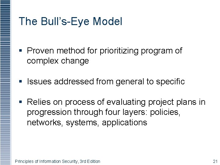 The Bull’s-Eye Model § Proven method for prioritizing program of complex change § Issues The Bull’s-Eye Model § Proven method for prioritizing program of complex change § Issues