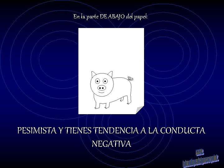 En la parte DE ABAJO del papel: PESIMISTA Y TIENES TENDENCIA A LA CONDUCTA