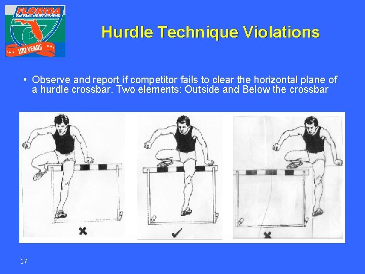 Hurdle Technique Violations • Observe and report if competitor fails to clear the horizontal