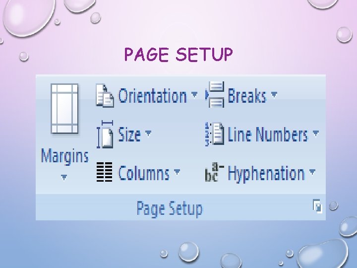 PAGE SETUP 