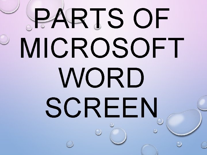 PARTS OF MICROSOFT WORD SCREEN 