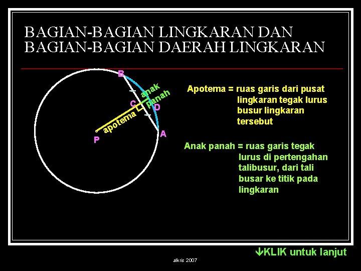 BAGIAN-BAGIAN LINGKARAN DAN BAGIAN-BAGIAN DAERAH LINGKARAN B ak an nah C pa. D ma