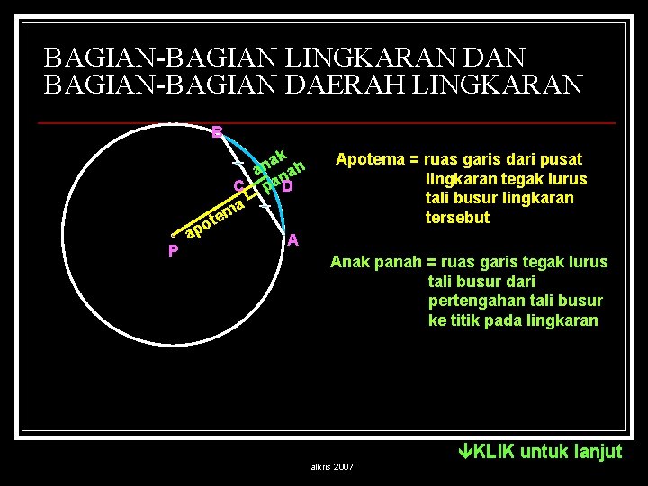 BAGIAN-BAGIAN LINGKARAN DAN BAGIAN-BAGIAN DAERAH LINGKARAN B ak an nah C pa. D ma