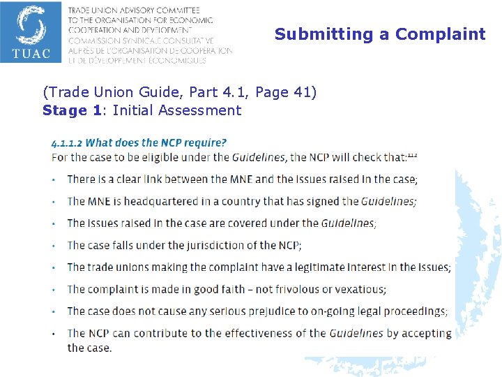 Submitting a Complaint (Trade Union Guide, Part 4. 1, Page 41) Stage 1: Initial