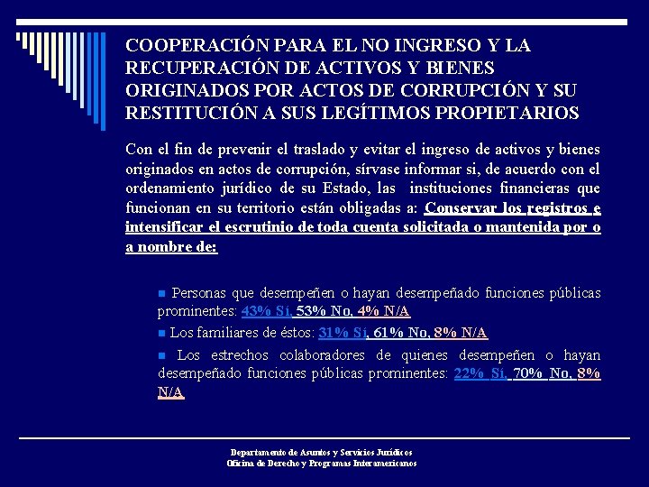 COOPERACIÓN PARA EL NO INGRESO Y LA RECUPERACIÓN DE ACTIVOS Y BIENES ORIGINADOS POR