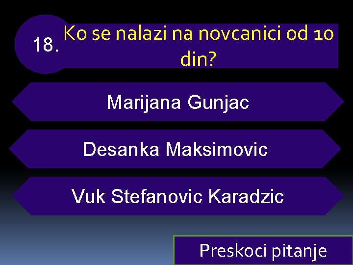 Ko se nalazi na novcanici od 10 18. din? Marijana Gunjac Desanka Maksimovic Vuk