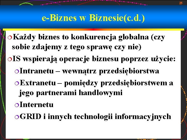 25 e-Biznes w Biznesie(c. d. ) ¦Każdy biznes to konkurencja globalna (czy sobie zdajemy