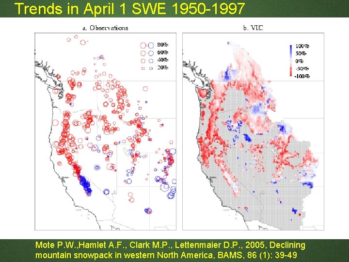 Trends in April 1 SWE 1950 -1997 Mote P. W. , Hamlet A. F. Trends in April 1 SWE 1950 -1997 Mote P. W. , Hamlet A. F.