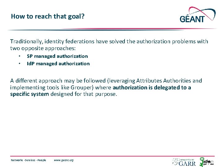 How to reach that goal? Traditionally, identity federations have solved the authorization problems with