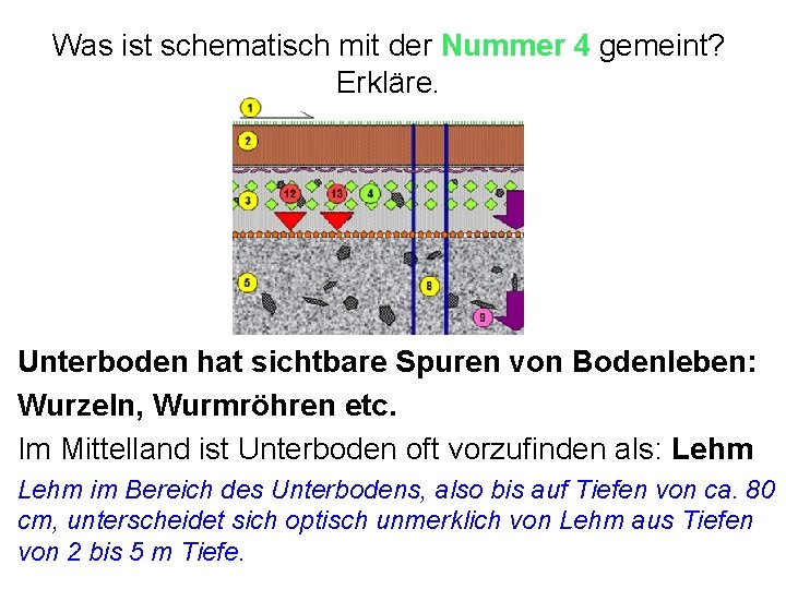Was ist schematisch mit der Nummer 4 gemeint? Erkläre. Unterboden hat sichtbare Spuren von