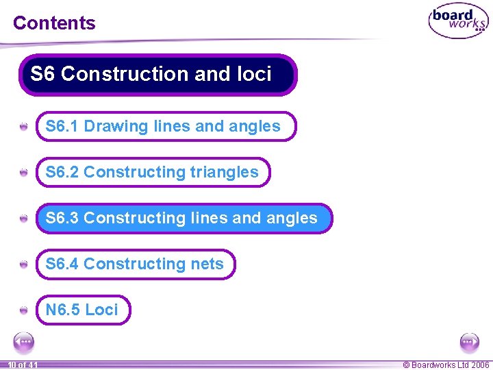 Contents S 6 Construction and loci A S 6. 1 Drawing lines and angles