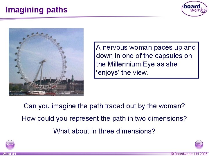 Imagining paths A nervous woman paces up and down in one of the capsules