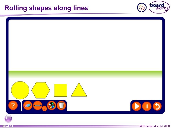 Rolling shapes along lines 29 of 41 © Boardworks Ltd 2006 