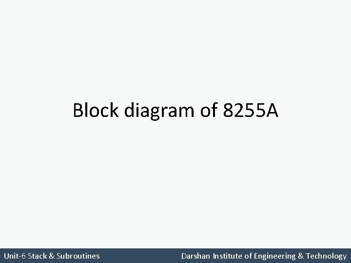 Block diagram of 8255 A Unit-6 Stack & Subroutines Darshan Institute of Engineering &