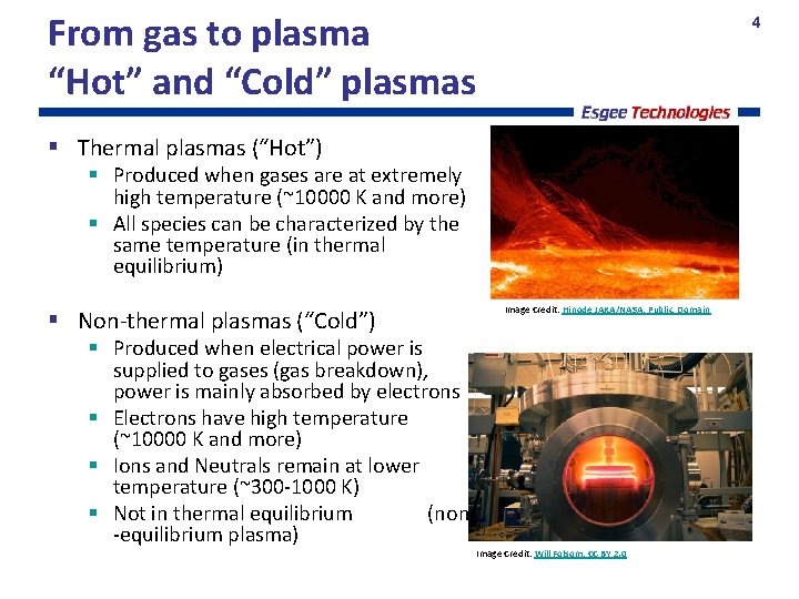 From gas to plasma “Hot” and “Cold” plasmas 4 § Thermal plasmas (“Hot”) §