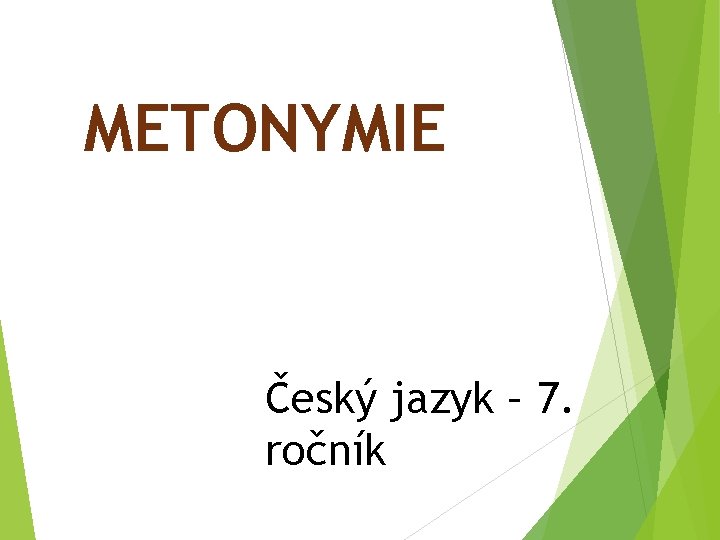 METONYMIE Český jazyk – 7. ročník 