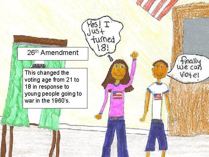26 th Amendment This changed the voting age from 21 to 18 in response