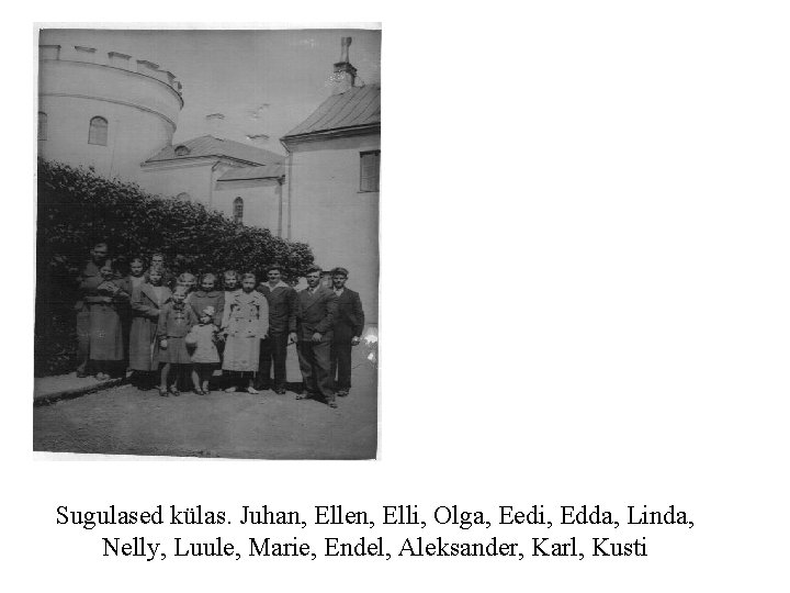 Sugulased külas. Juhan, Ellen, Elli, Olga, Eedi, Edda, Linda, Nelly, Luule, Marie, Endel, Aleksander,