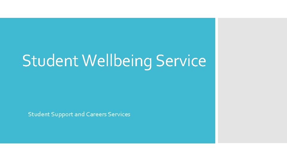 Student Wellbeing Service Student Support and Careers Services 