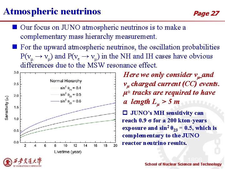 Atmospheric neutrinos Page 27 n Our focus on JUNO atmospheric neutrinos is to make