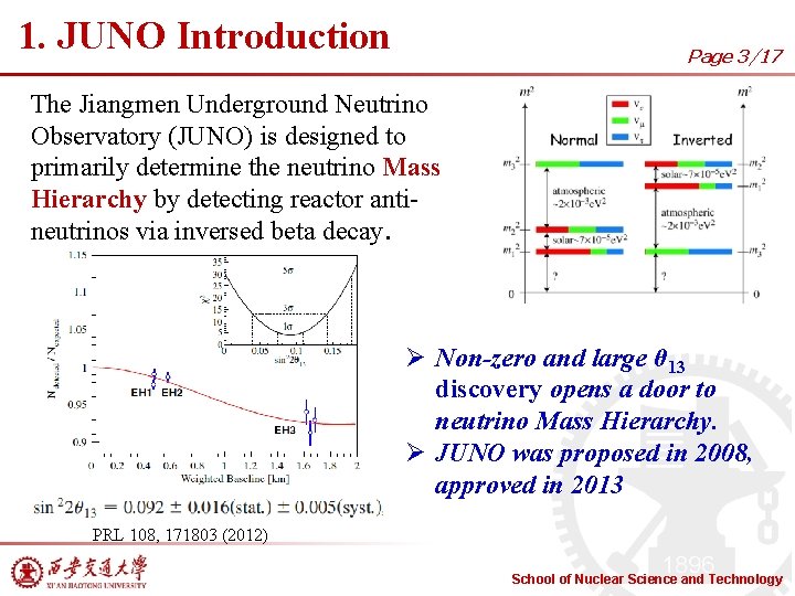 1. JUNO Introduction Page 3/17 The Jiangmen Underground Neutrino Observatory (JUNO) is designed to