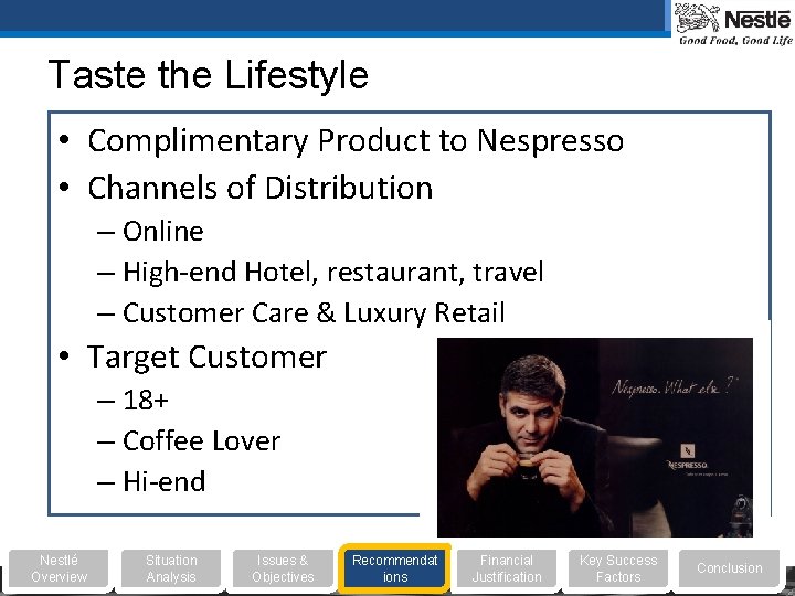 Taste the Lifestyle • Complimentary Product to Nespresso • Channels of Distribution – Online